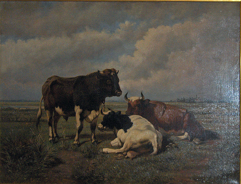 unknow artist Two cows and a bull